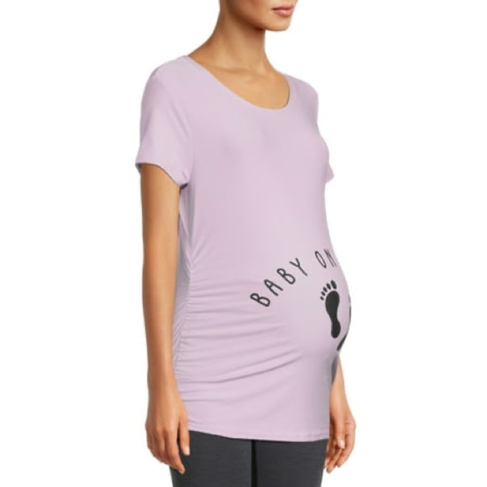 Time and Tru Women’s Maternity Graphic T-Shirt Lilac XXL